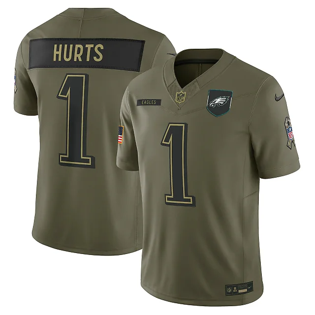 Zennovawear Jalen Hurts Philadelphia Eagles 2025 Salute to Service Limited Jersey - Olive