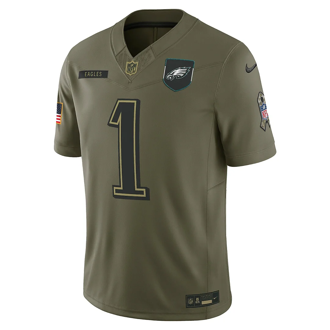 Zennovawear Jalen Hurts Philadelphia Eagles 2025 Salute to Service Limited Jersey - Olive