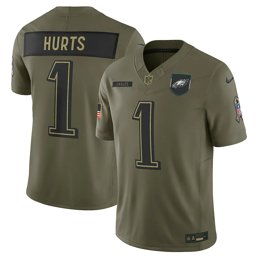 Zennovawear Jalen Hurts Philadelphia Eagles 2025 Salute to Service Limited Jersey - Olive