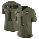 Zennovawear Jalen Hurts Philadelphia Eagles 2025 Salute to Service Limited Jersey - Olive