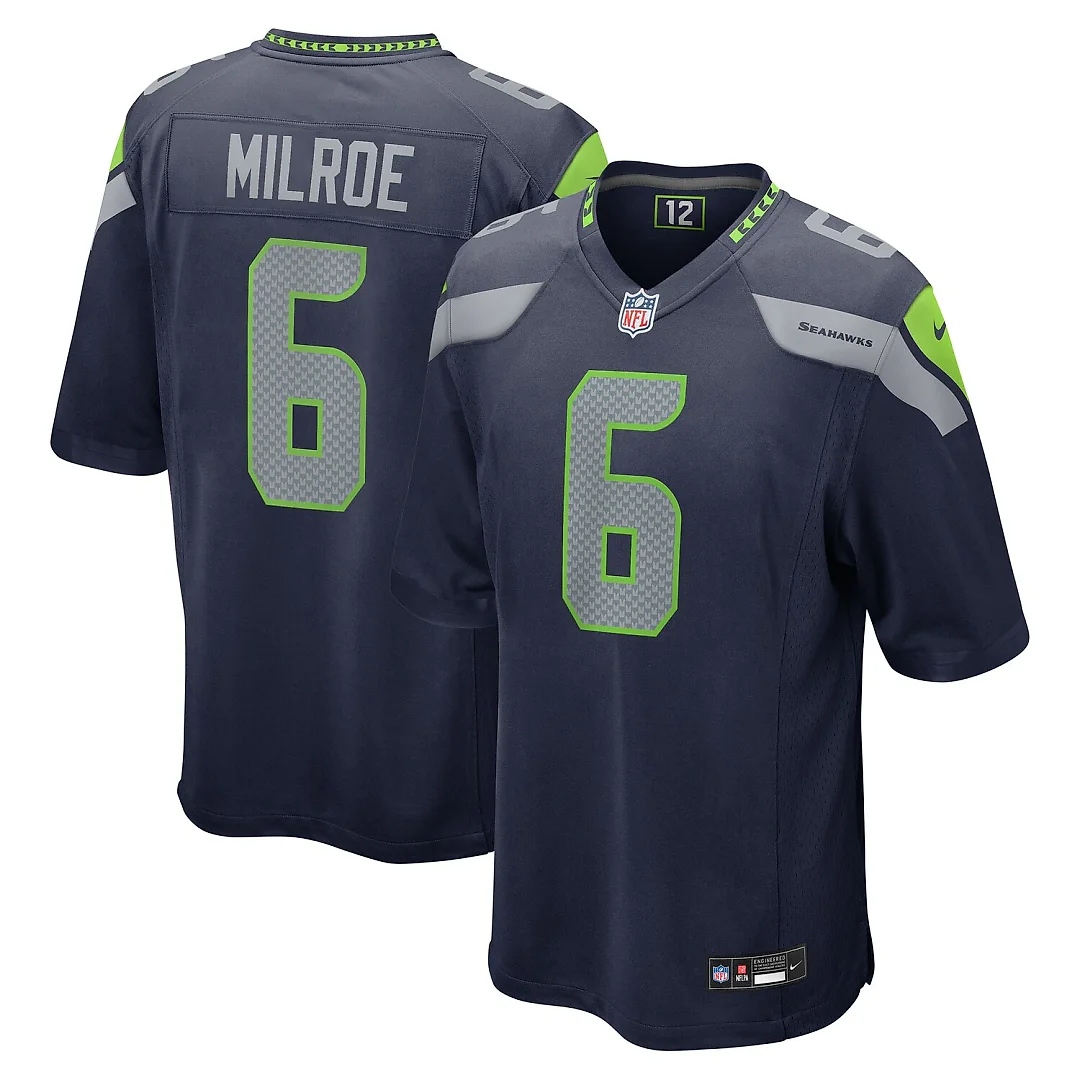 Zennovawear Jalen Milroe Seattle Seahawks 2025 NFL Draft Game Jersey - College Navy