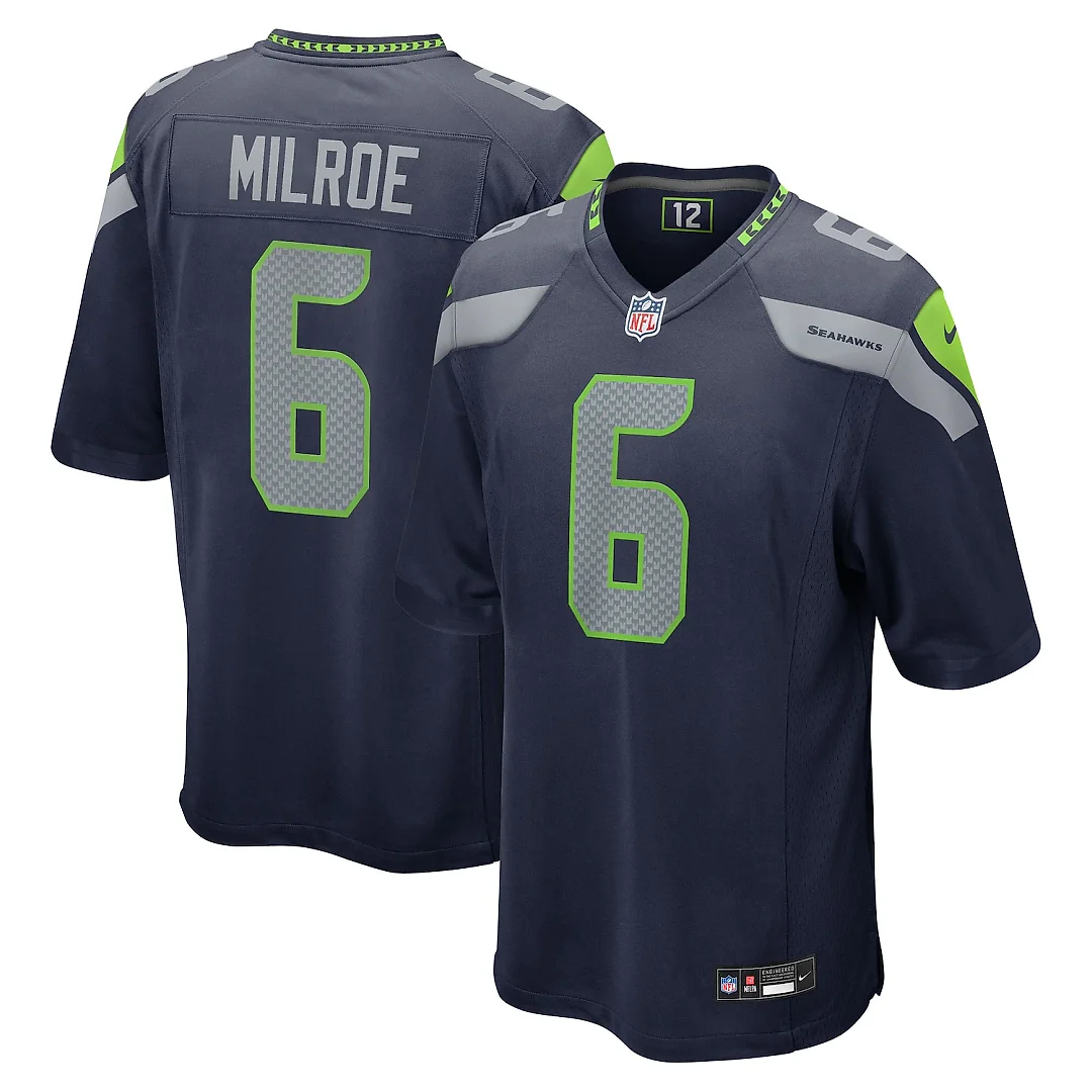 Zennovawear Jalen Milroe Seattle Seahawks 2025 NFL Draft Game Jersey - College Navy
