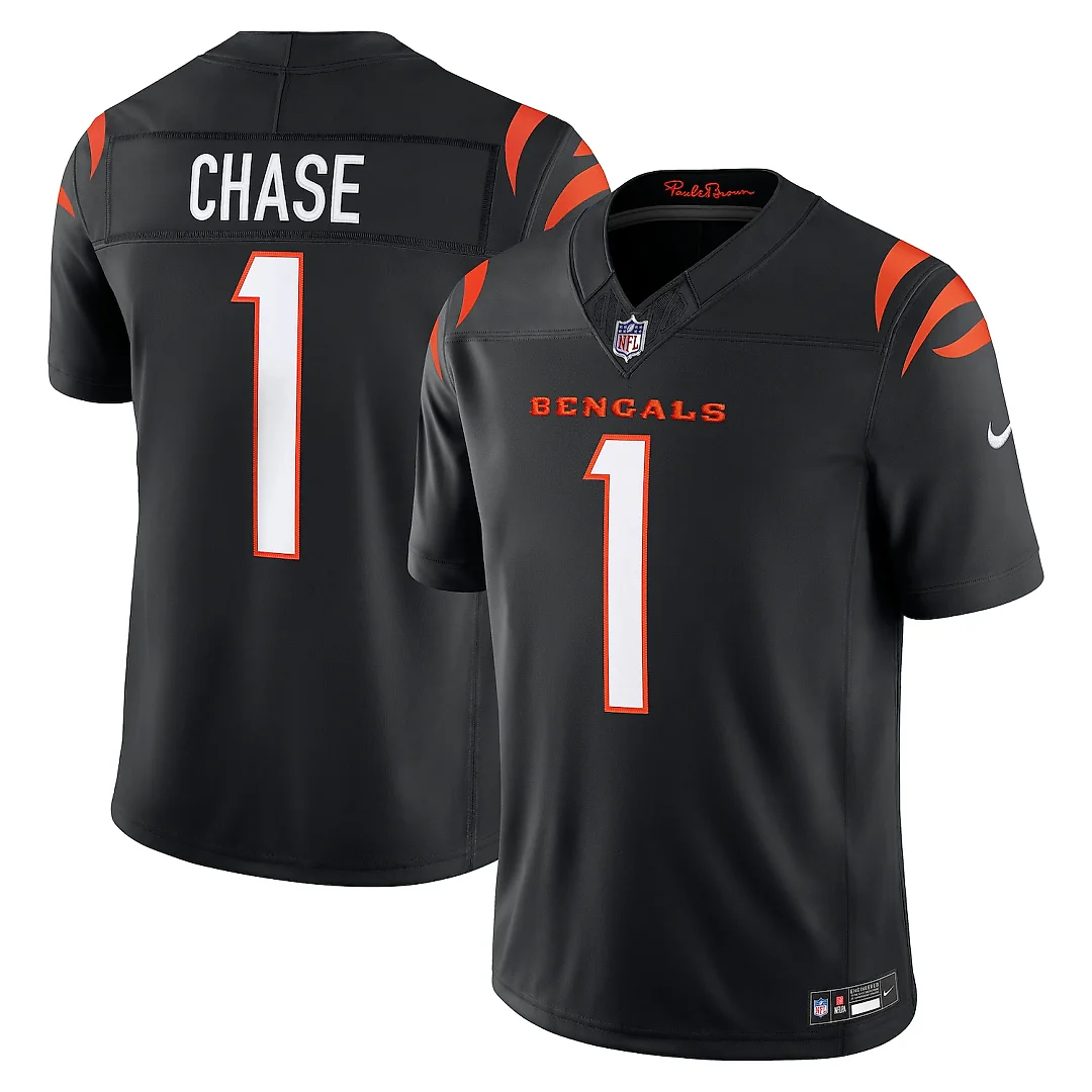 Zennovawear Ja'Marr Chase Cincinnati Bengals Team Vapor FUSE. Stitched Limited Jersey - Black