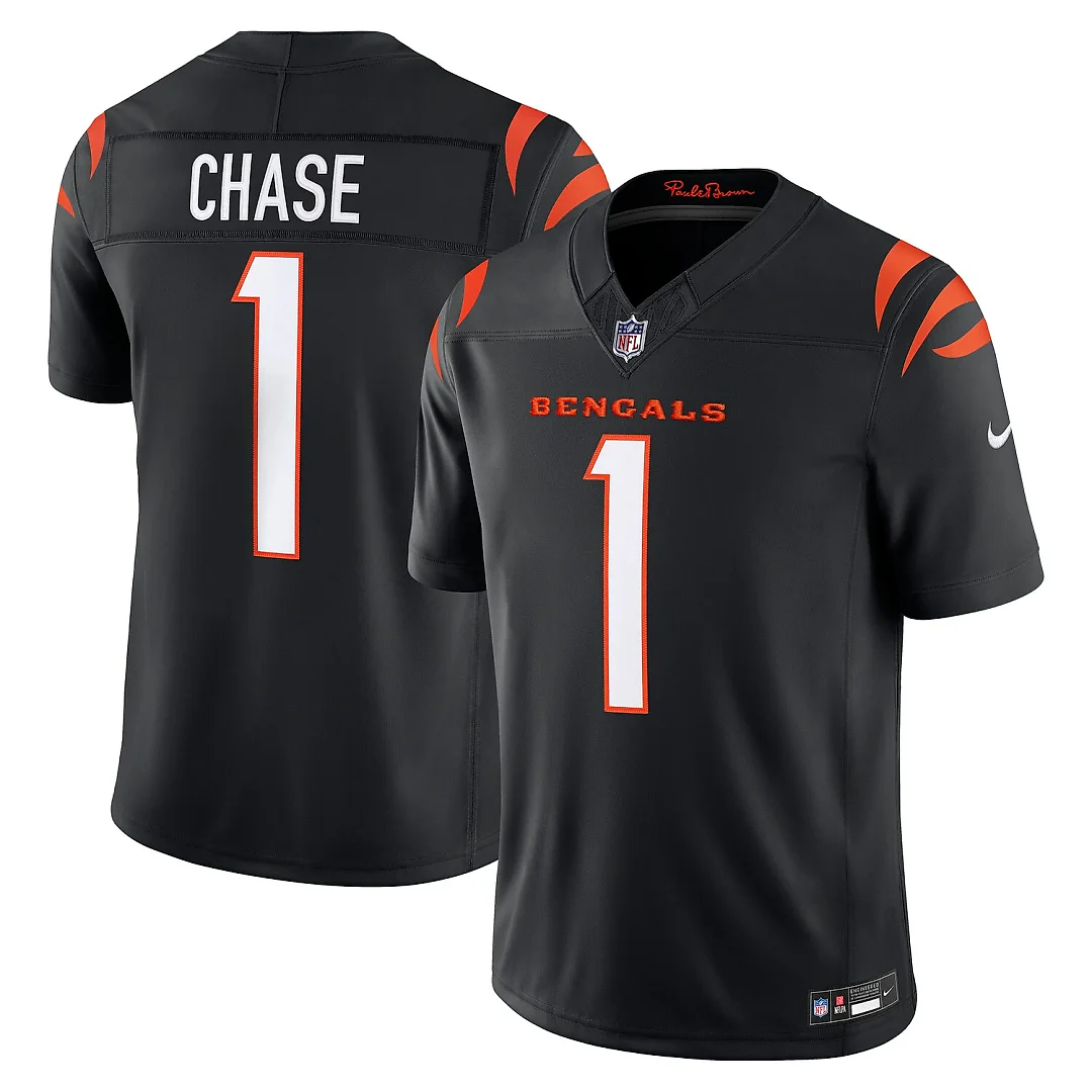Zennovawear Ja'Marr Chase Cincinnati Bengals Team Vapor FUSE. Stitched Limited Jersey - Black