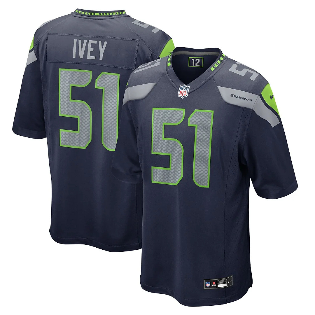 Zennovawear Jared Ivey Seattle Seahawks Team Game Jersey - College Navy