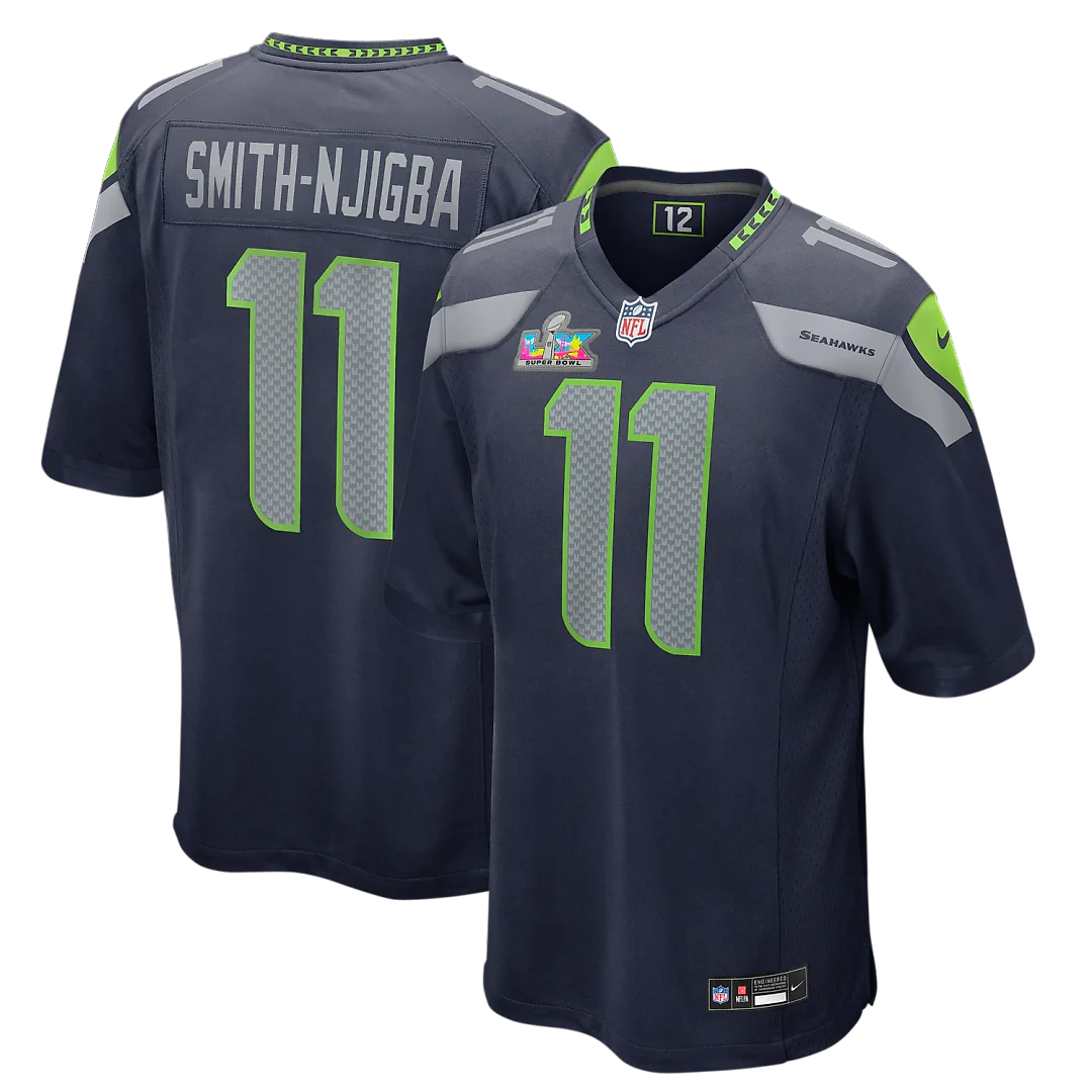 Zennovawear Jaxon Smith-Njigba Seattle Seahawks Super Bowl LX Patch Game Jersey - College Navy