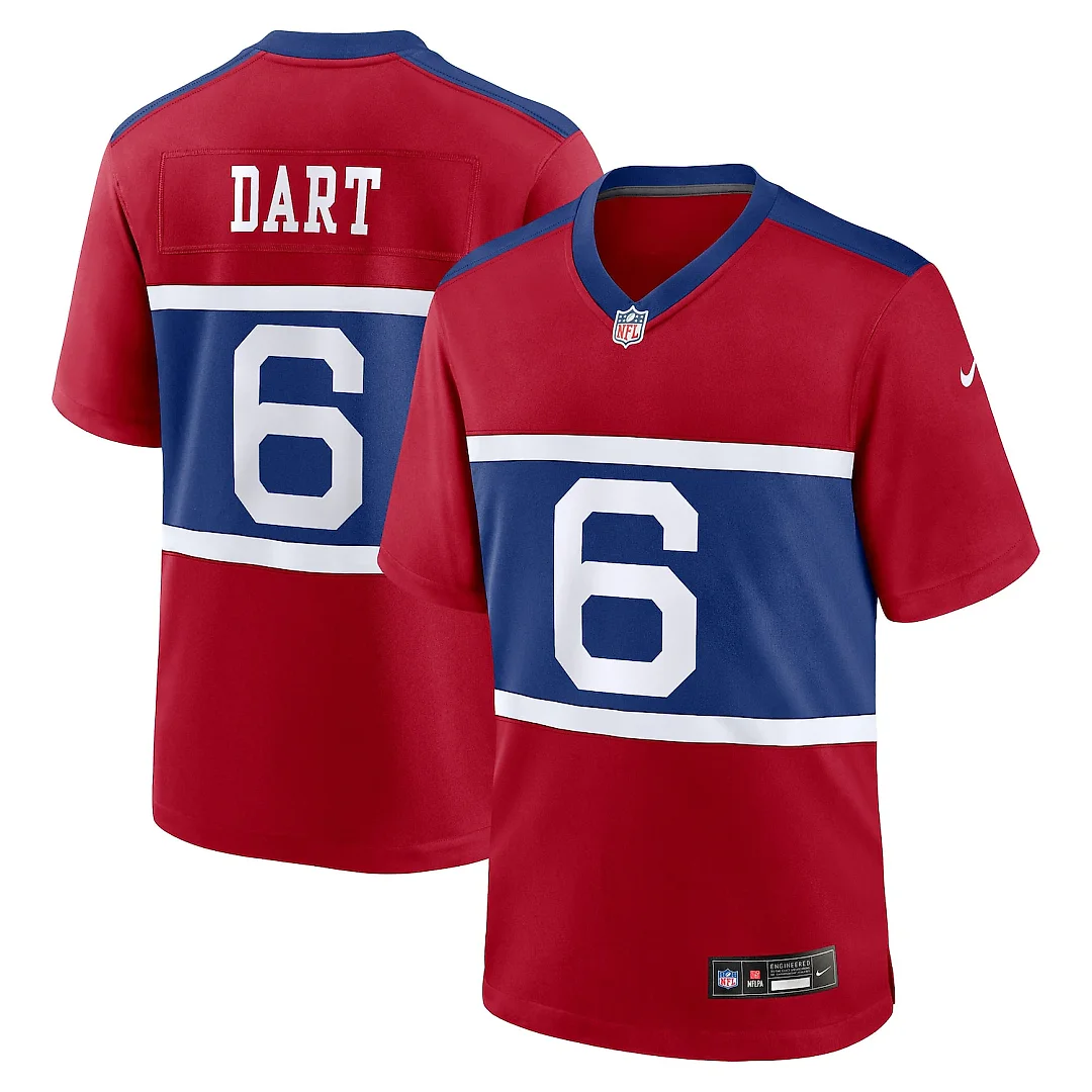 Zennovawear Jaxson Dart New York Giants Alternate Century Red Game Jersey - Red