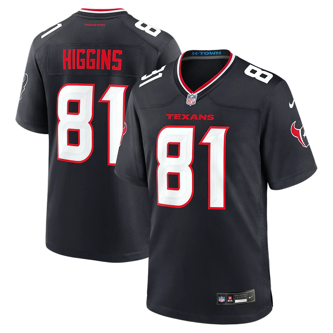 Zennovawear Jayden Higgins Houston Texans Game Jersey - Navy