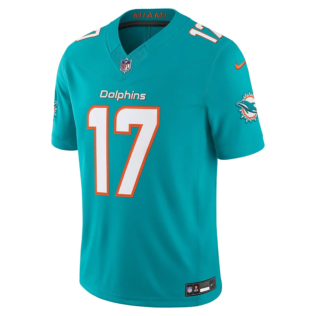 Zennovawear Jaylen Waddle Miami Dolphins Team Vapor FUSE. Stitched Limited Jersey - Aqua