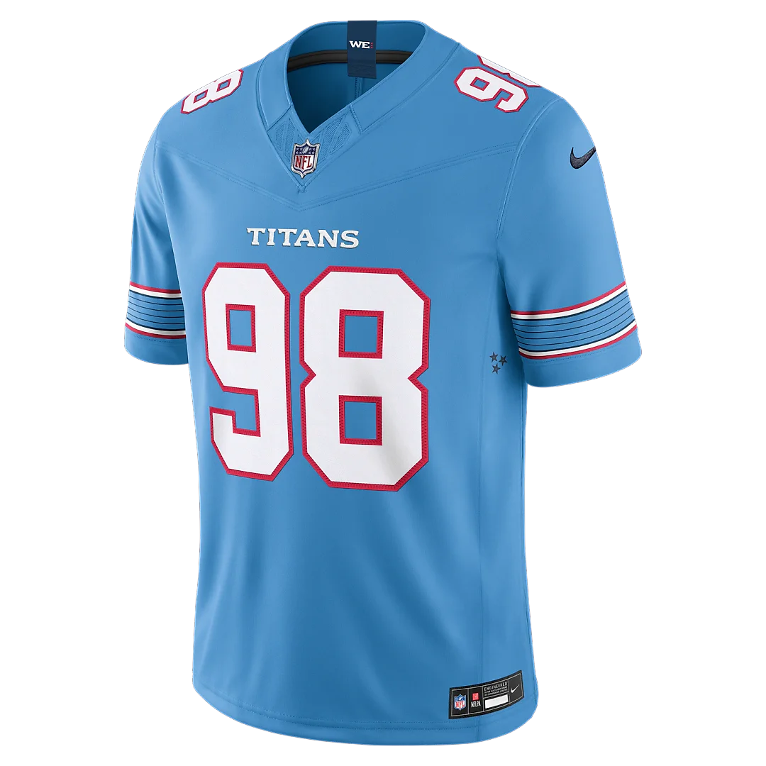 Zennovawear Jeffery Simmons Tennessee Titans Team Vapor FUSE. Stitched Limited Jersey - Light Blue