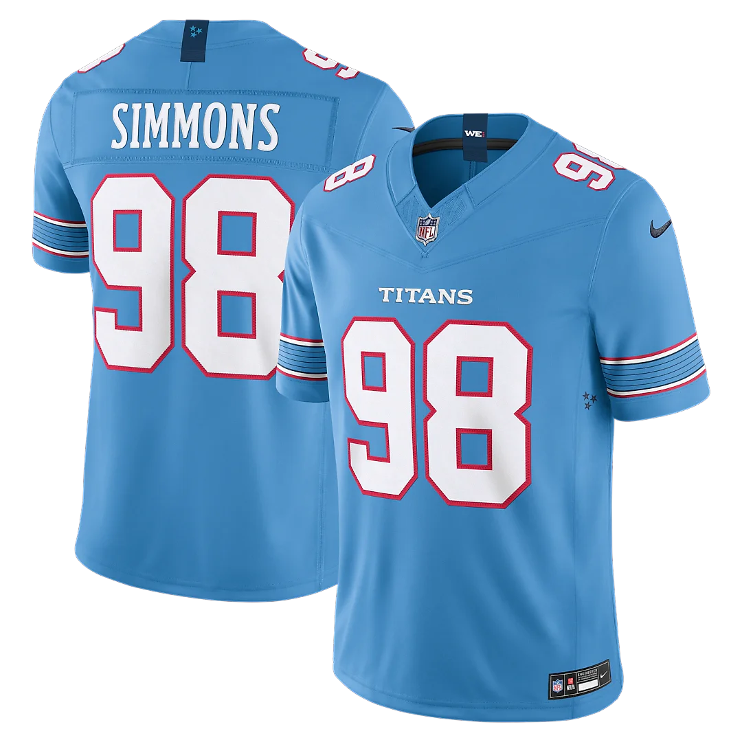 Zennovawear Jeffery Simmons Tennessee Titans Team Vapor FUSE. Stitched Limited Jersey - Light Blue