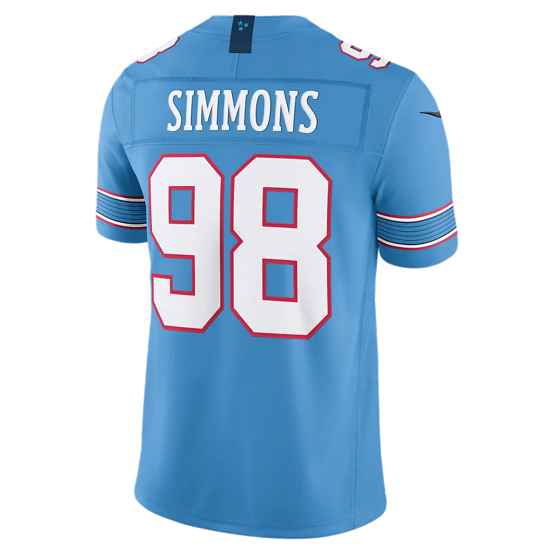 Zennovawear Jeffery Simmons Tennessee Titans Team Vapor FUSE. Stitched Limited Jersey - Light Blue