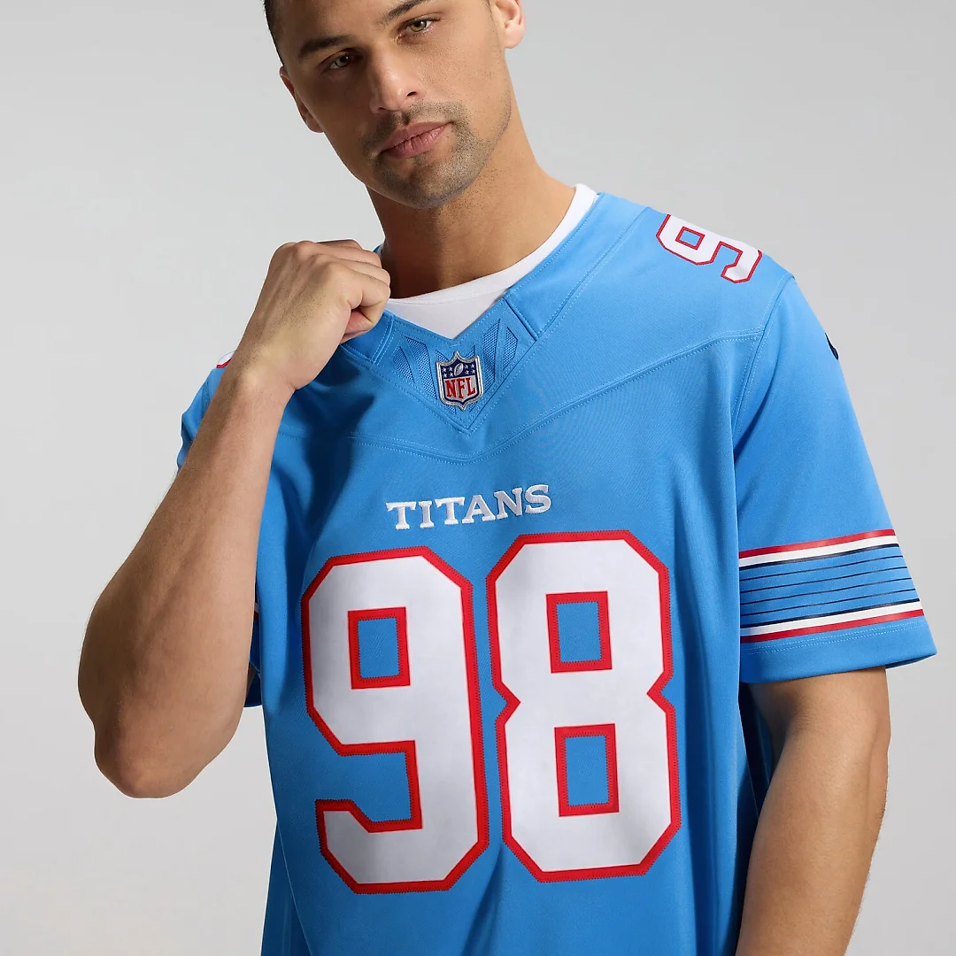Zennovawear Jeffery Simmons Tennessee Titans Team Vapor FUSE. Stitched Limited Jersey - Light Blue