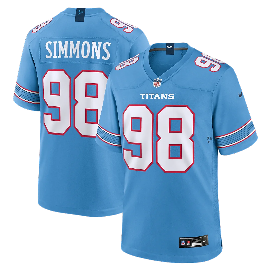 Zennovawear Jeffery Simmons Tennessee Titans Game Jersey - Light Blue