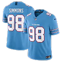 Zennovawear Jeffery Simmons Tennessee Titans Team Vapor FUSE. Stitched Limited Jersey - Light Blue