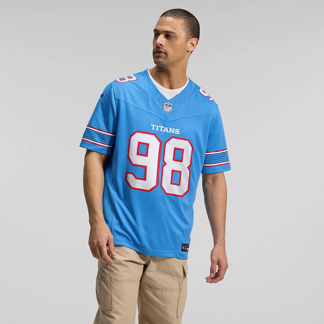 Zennovawear Jeffery Simmons Tennessee Titans Team Vapor FUSE. Stitched Limited Jersey - Light Blue