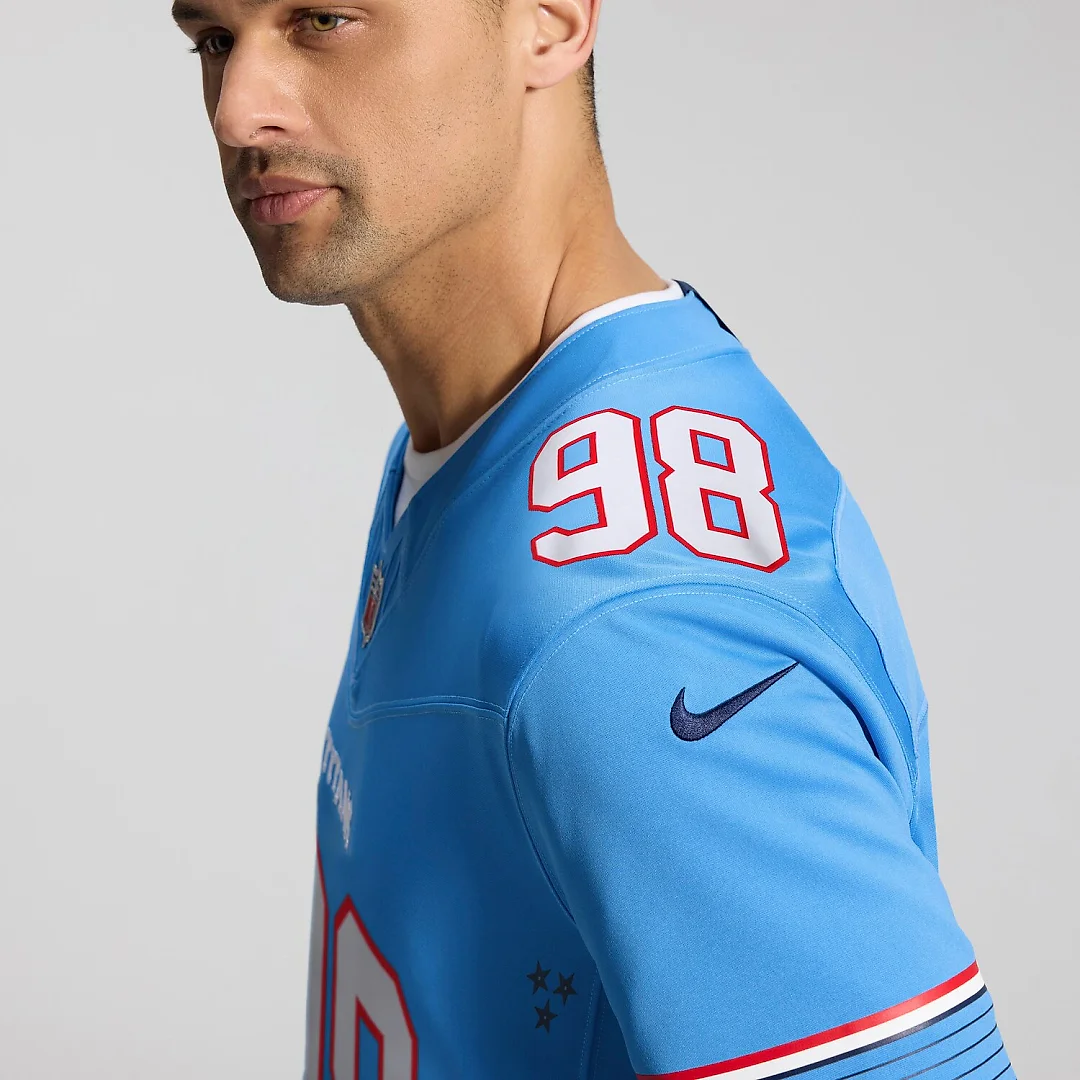 Zennovawear Jeffery Simmons Tennessee Titans Team Vapor FUSE. Stitched Limited Jersey - Light Blue