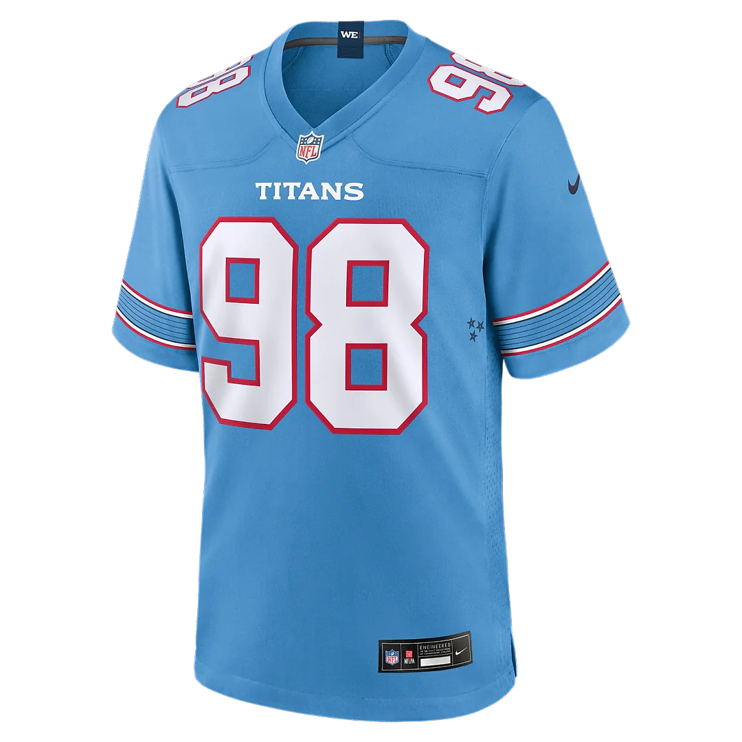 Zennovawear Jeffery Simmons Tennessee Titans Game Jersey - Light Blue