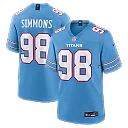 Zennovawear Jeffery Simmons Tennessee Titans Game Jersey - Light Blue