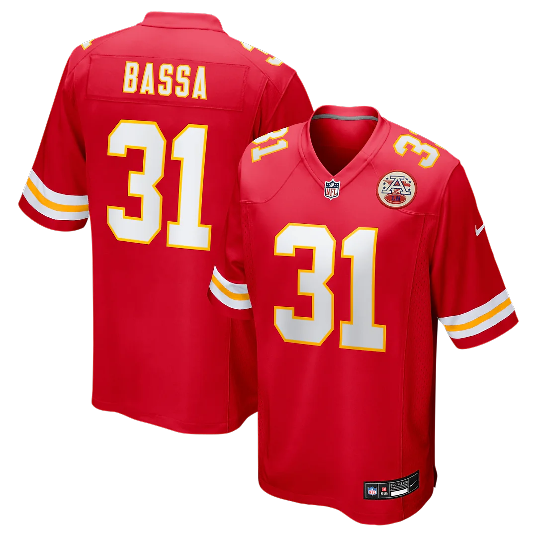 Zennovawear Jeffrey Bassa Kansas City Chiefs Team Game Jersey - Red