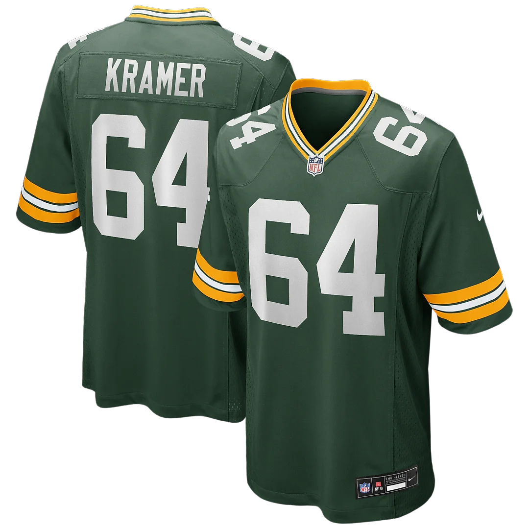 Zennovawear Jerry Kramer Green Bay Packers Game Retired Player Jersey - Green