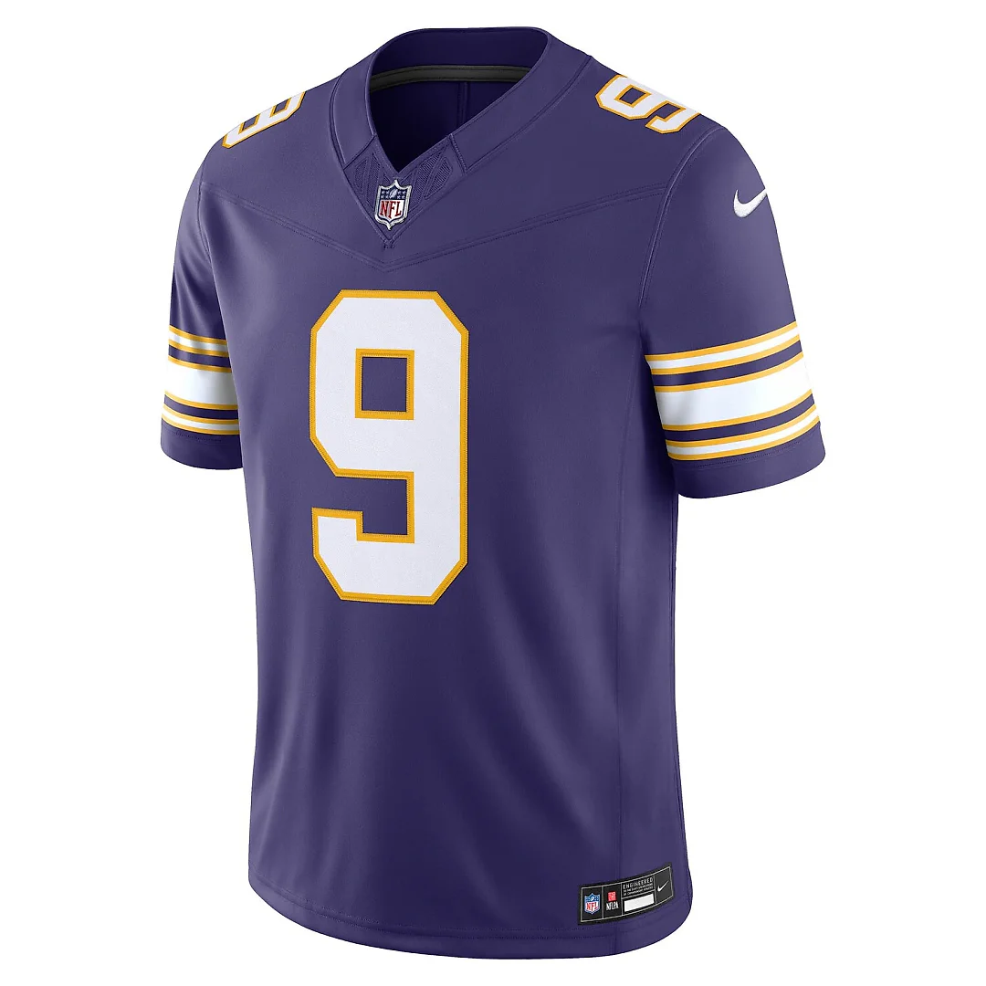 Zennovawear J.J. McCarthy Minnesota Vikings Alternate Classic Vapor FUSE. Stitched Limited Jersey - Purple