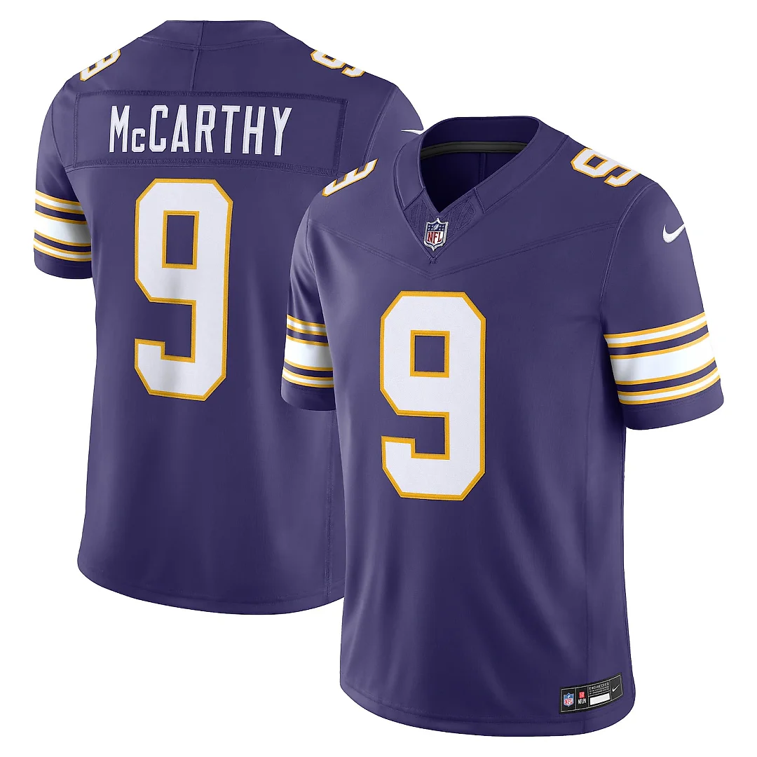 Zennovawear J.J. McCarthy Minnesota Vikings Alternate Classic Vapor FUSE. Stitched Limited Jersey - Purple