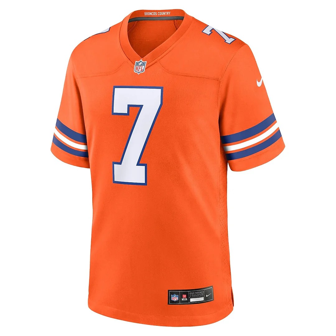 Zennovawear John Elway Denver Broncos Mile High Collection 1977 Throwback Retired Player Game Jersey - Orange
