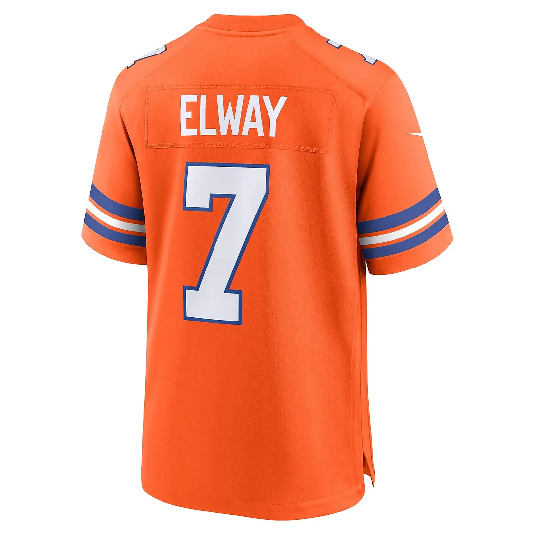 Zennovawear John Elway Denver Broncos Mile High Collection 1977 Throwback Retired Player Game Jersey - Orange