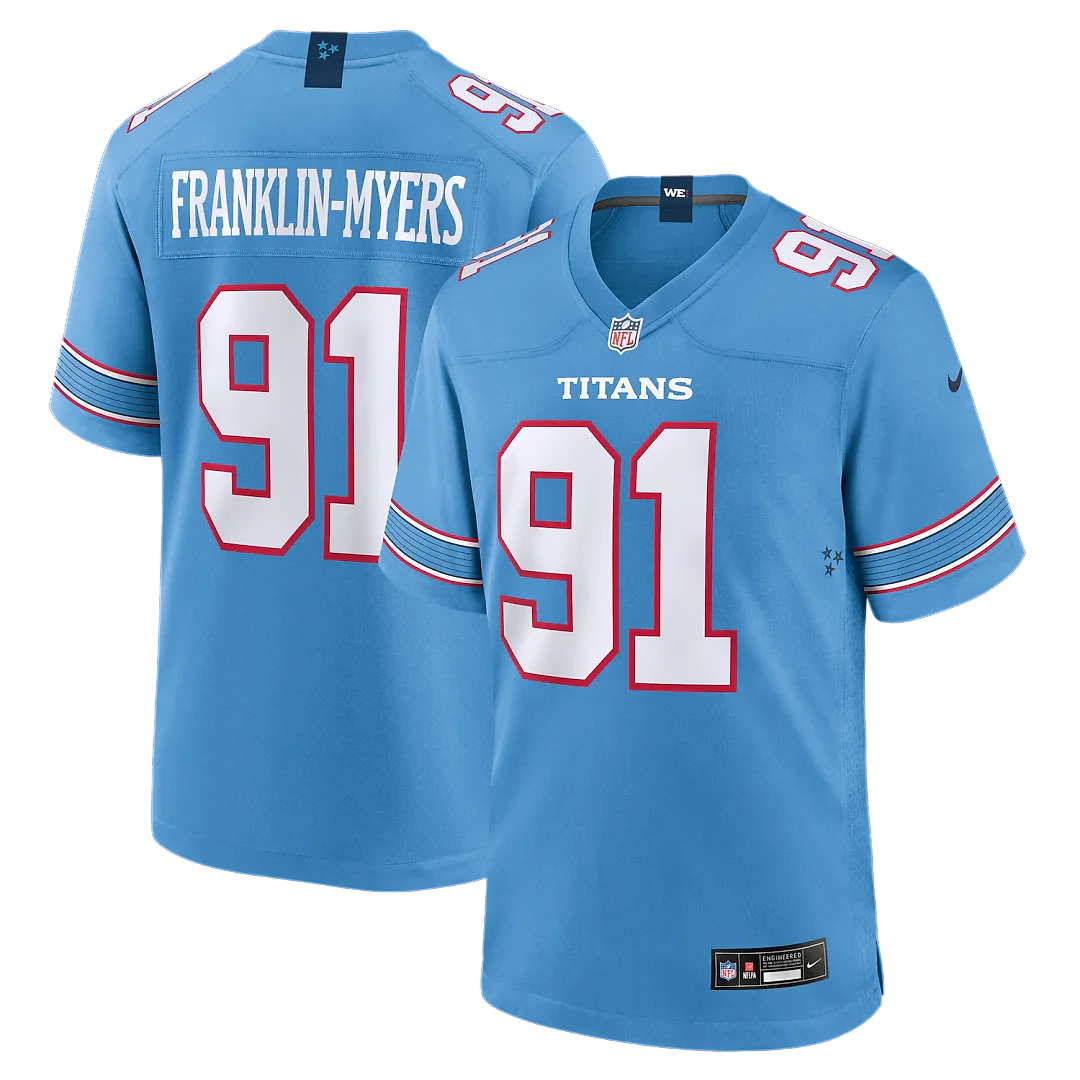 Zennovawear John Franklin-Myers Tennessee Titans Team Game Jersey - Light Blue