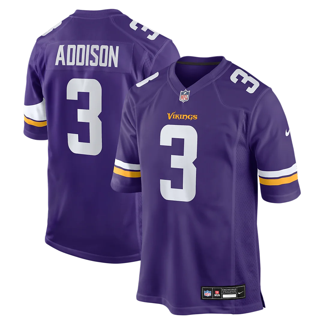 Zennovawear Jordan Addison Minnesota Vikings Game Jersey - Purple