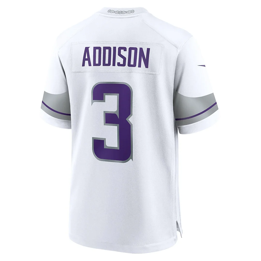 Zennovawear Jordan Addison Minnesota Vikings Alternate Game Player Jersey - White