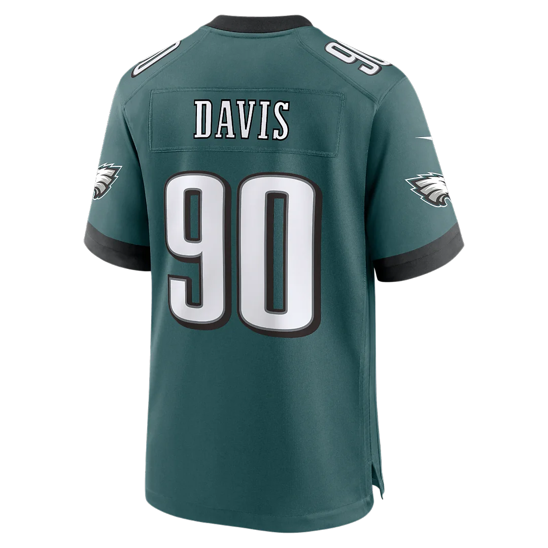 Zennovawear Jordan Davis Philadelphia Eagles Team Game Jersey - Midnight Green