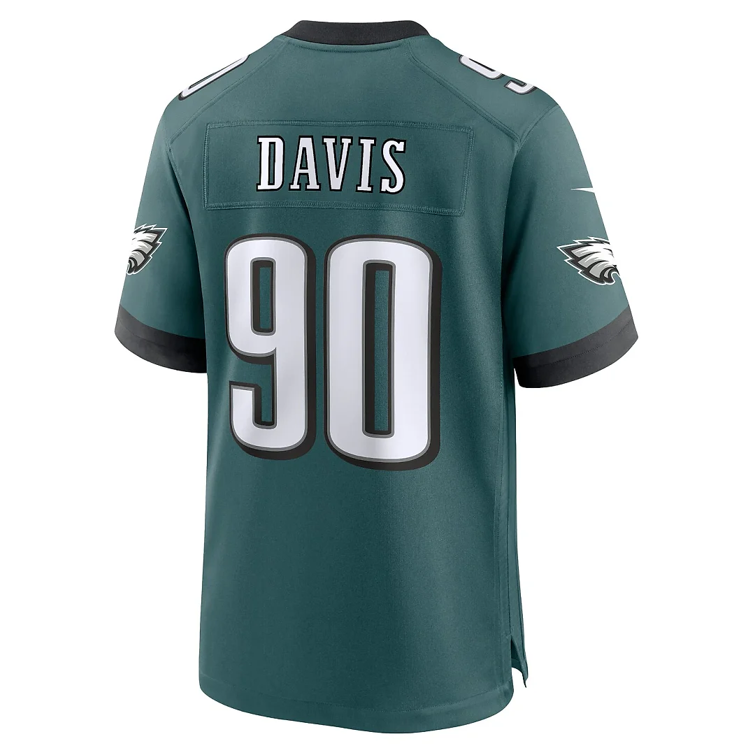 Zennovawear Jordan Davis Philadelphia Eagles Team Game Jersey - Midnight Green