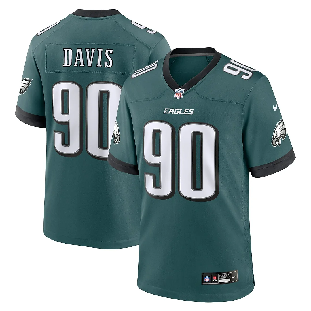 Zennovawear Jordan Davis Philadelphia Eagles Team Game Jersey - Midnight Green