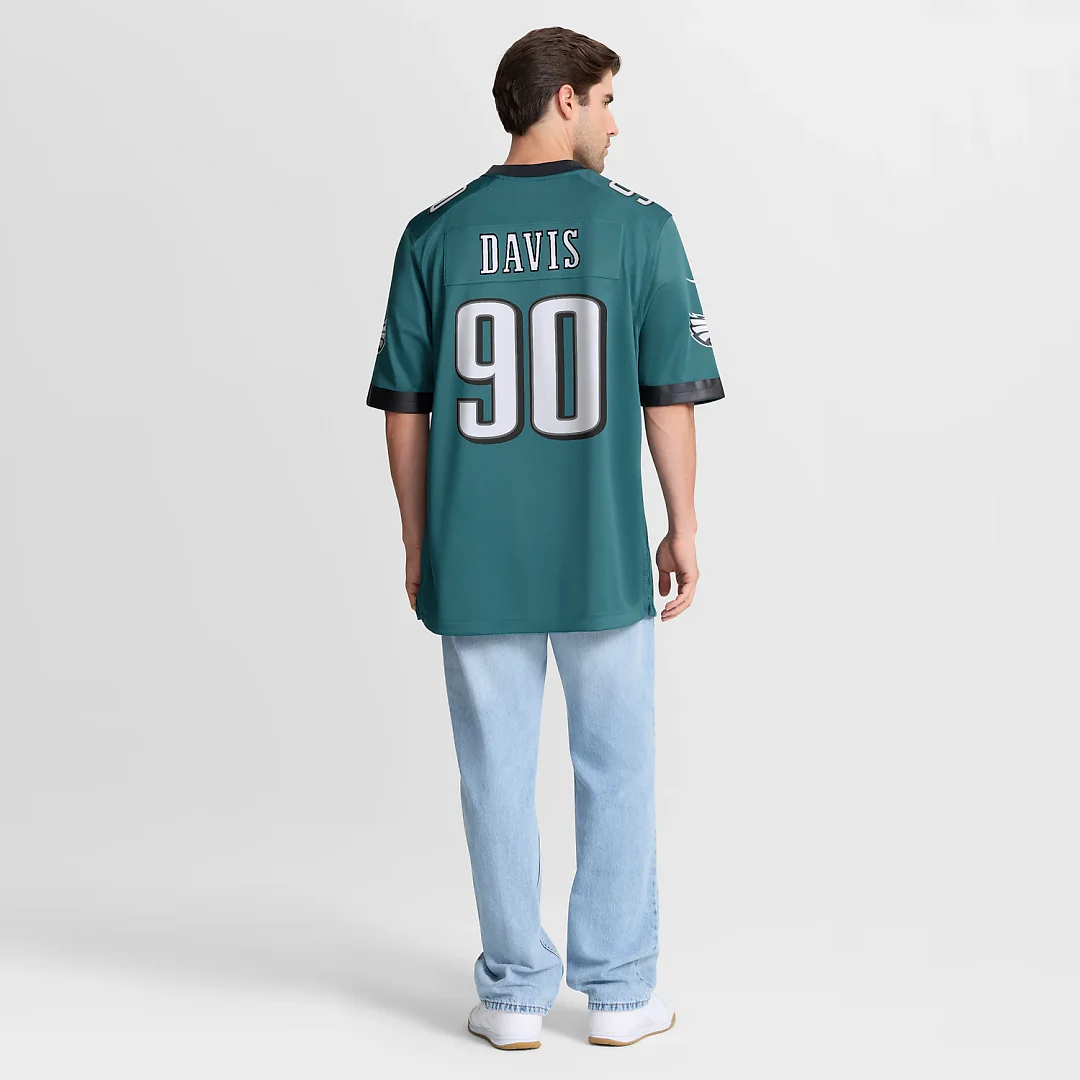 Zennovawear Jordan Davis Philadelphia Eagles Team Game Jersey - Midnight Green