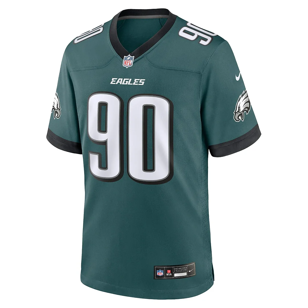 Zennovawear Jordan Davis Philadelphia Eagles Team Game Jersey - Midnight Green