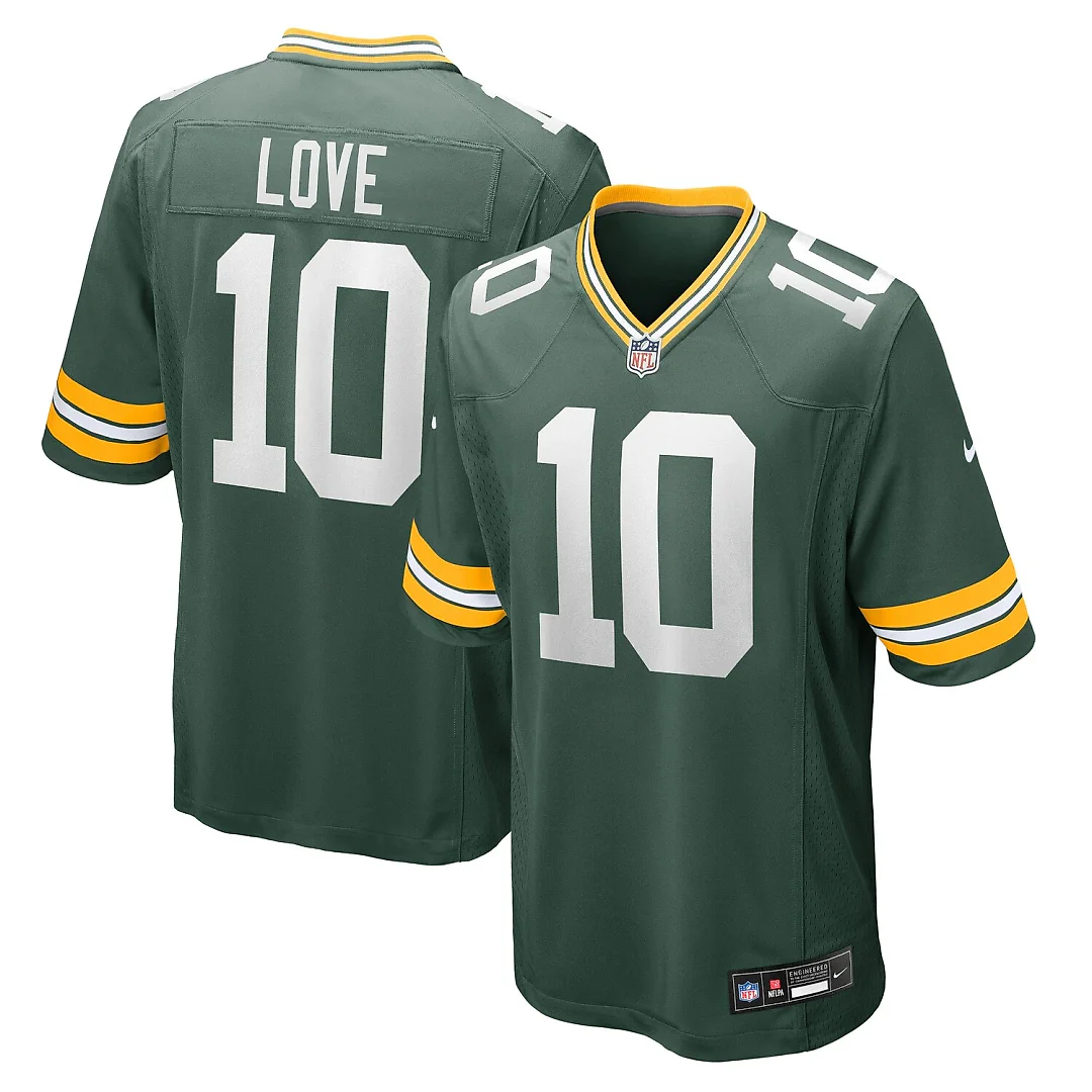 Zennovawear Jordan Love Green Bay Packers Player Game Jersey - Green