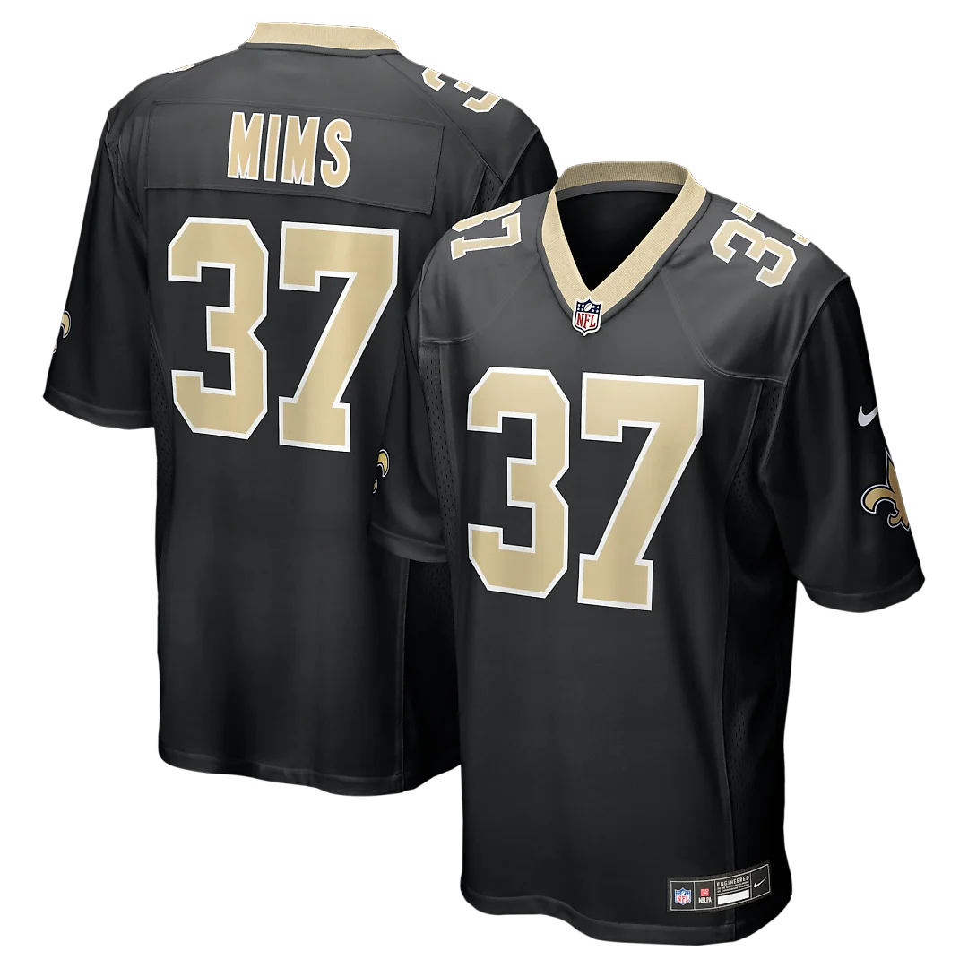 Zennovawear Jordan Mims New Orleans Saints Team Game Jersey - Black