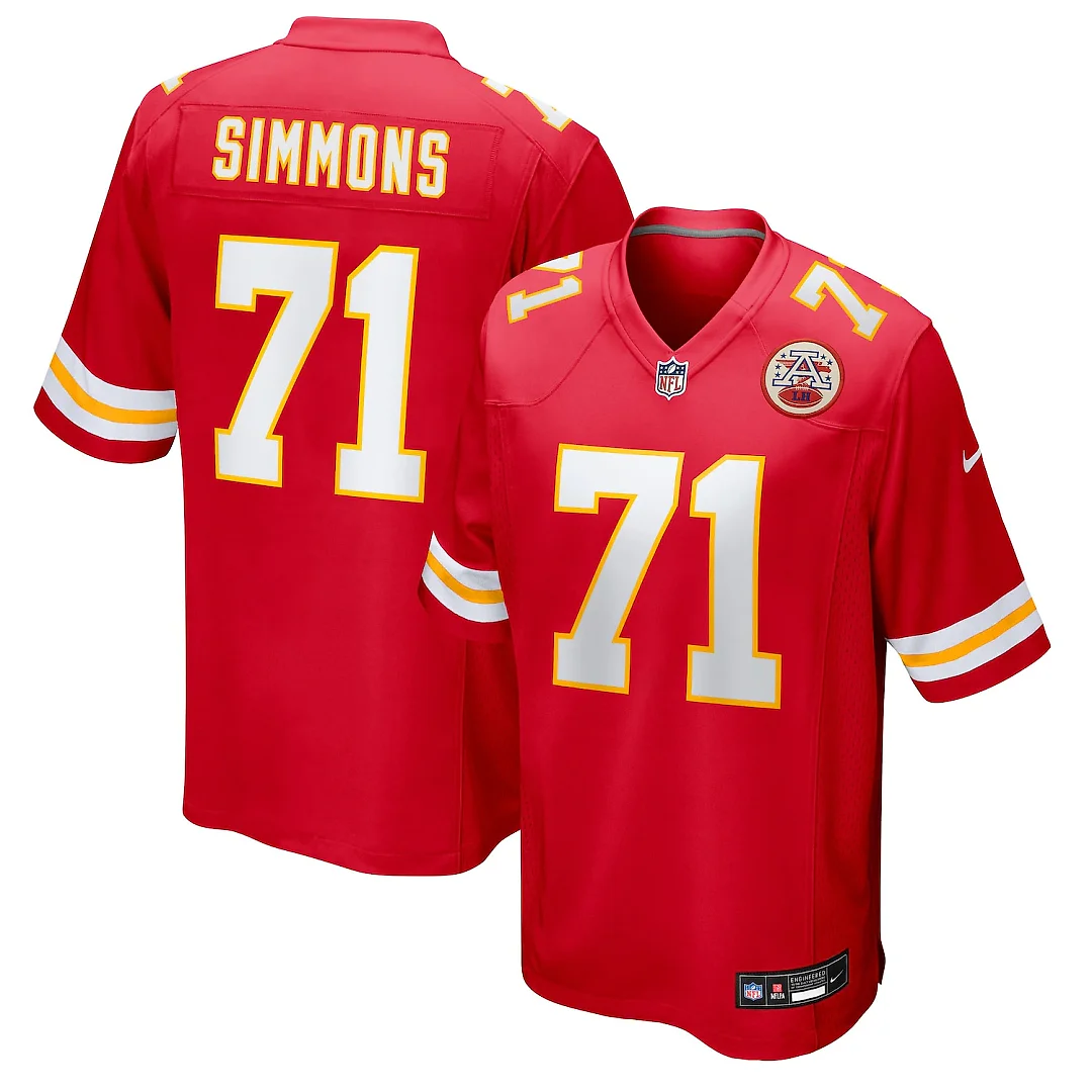 Zennovawear Josh Simmons Kansas City Chiefs Team Game Jersey - Red