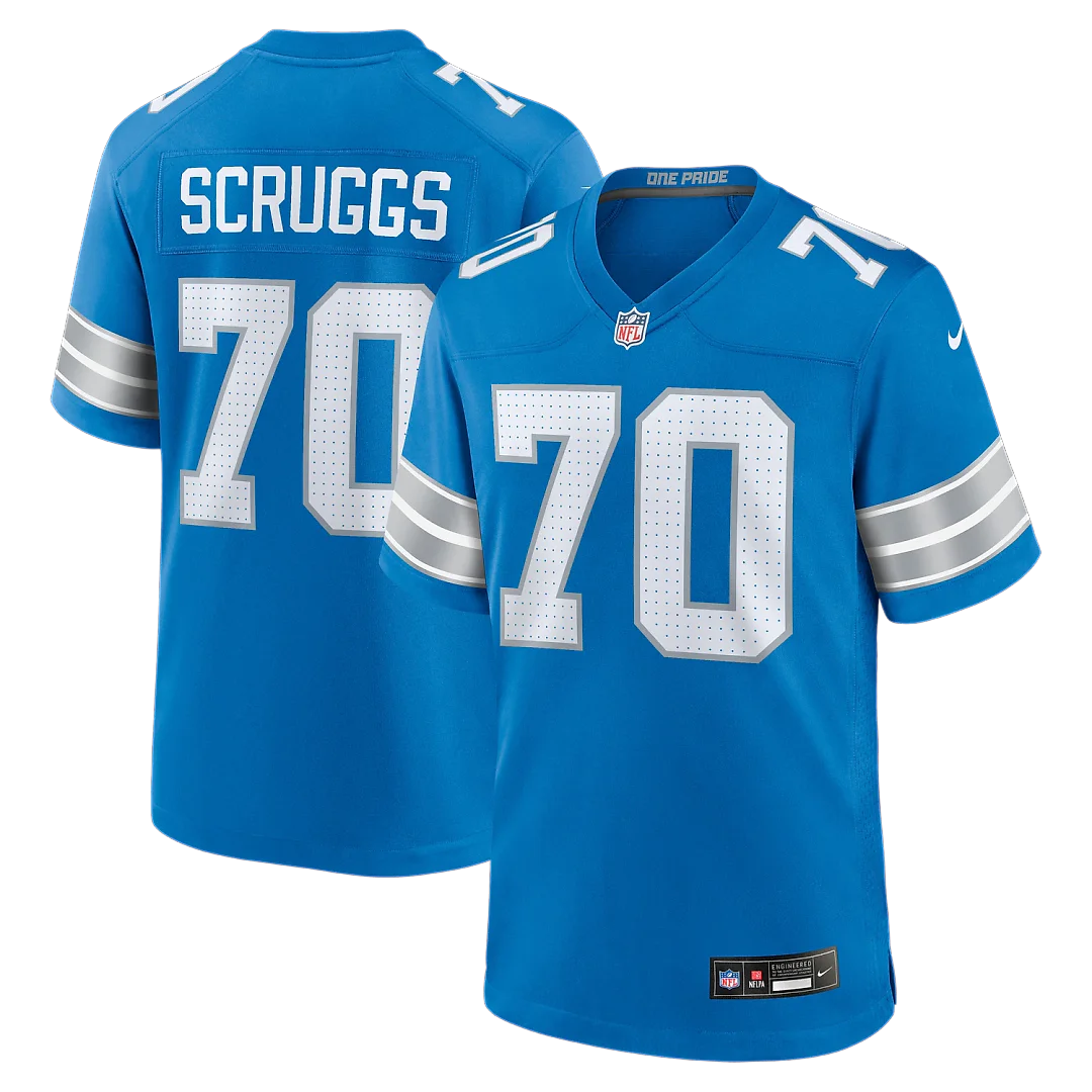 Zennovawear Juice Scruggs Detroit Lions Team Game Jersey - Blue