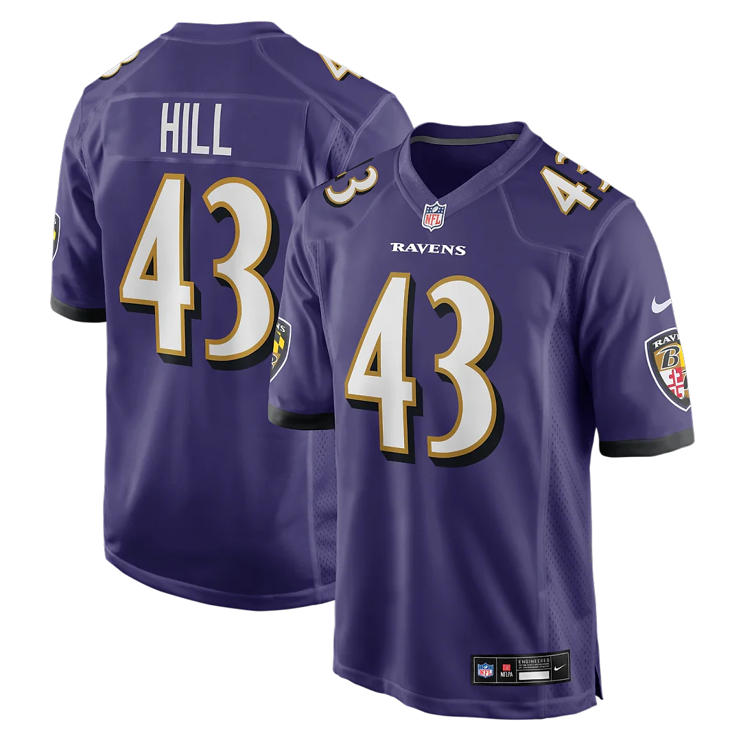 Zennovawear Justice Hill Baltimore Ravens Game Jersey - Purple