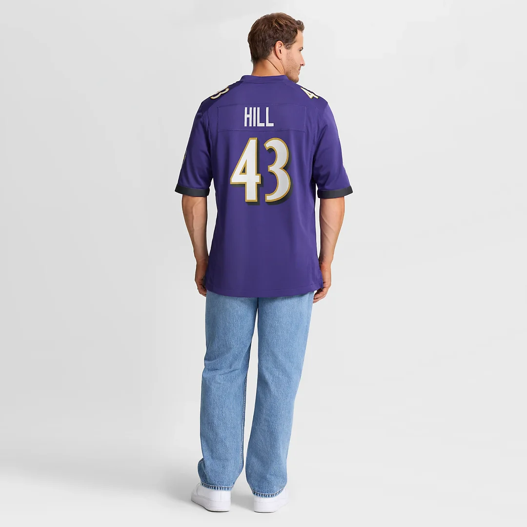 Zennovawear Justice Hill Baltimore Ravens Game Jersey - Purple