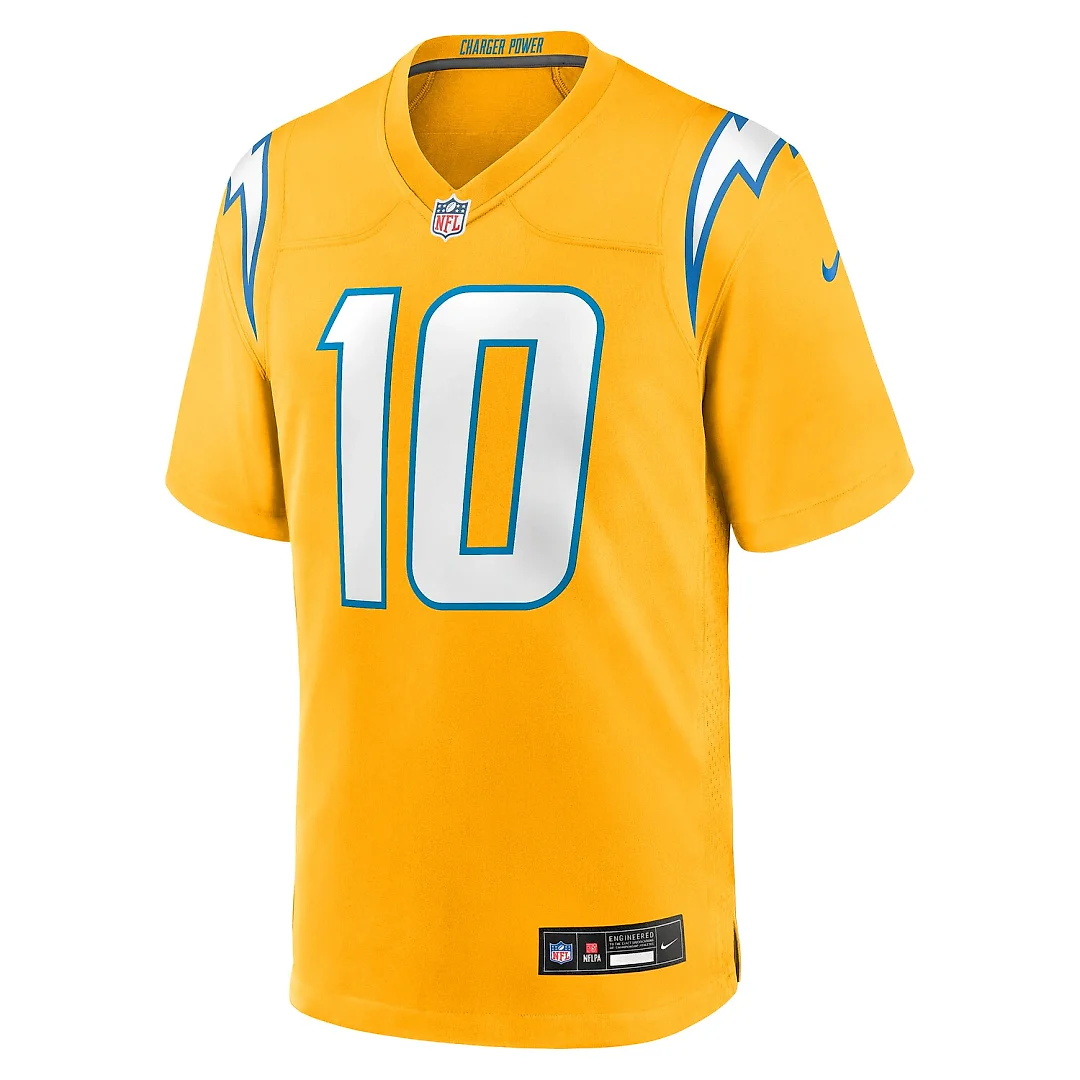 Zennovawear Justin Herbert Los Angeles Chargers Alternate Charger Power Game Player Jersey - Gold