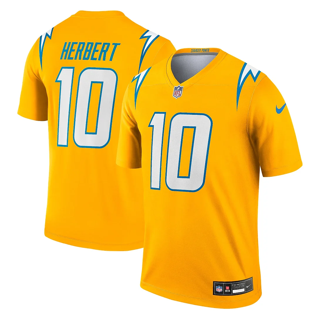 Zennovawear Justin Herbert Los Angeles Chargers Alternate Charger Power Legend Player Performance Top - Gold