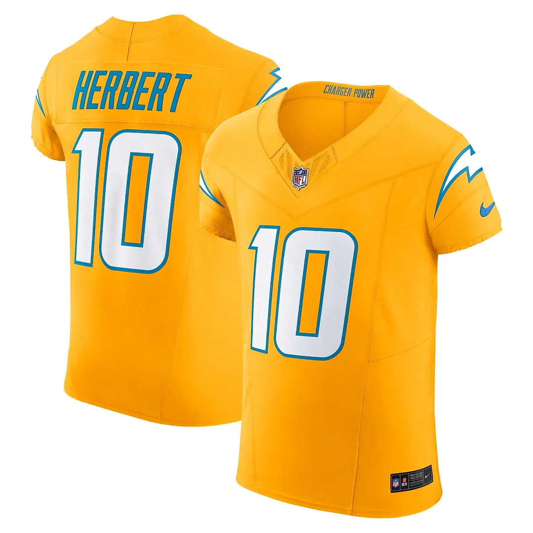 Zennovawear Justin Herbert Los Angeles Chargers Alternate Vapor FUSE. Elite Jersey - Gold