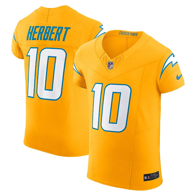 Zennovawear Justin Herbert Los Angeles Chargers Alternate Vapor FUSE. Elite Jersey - Gold