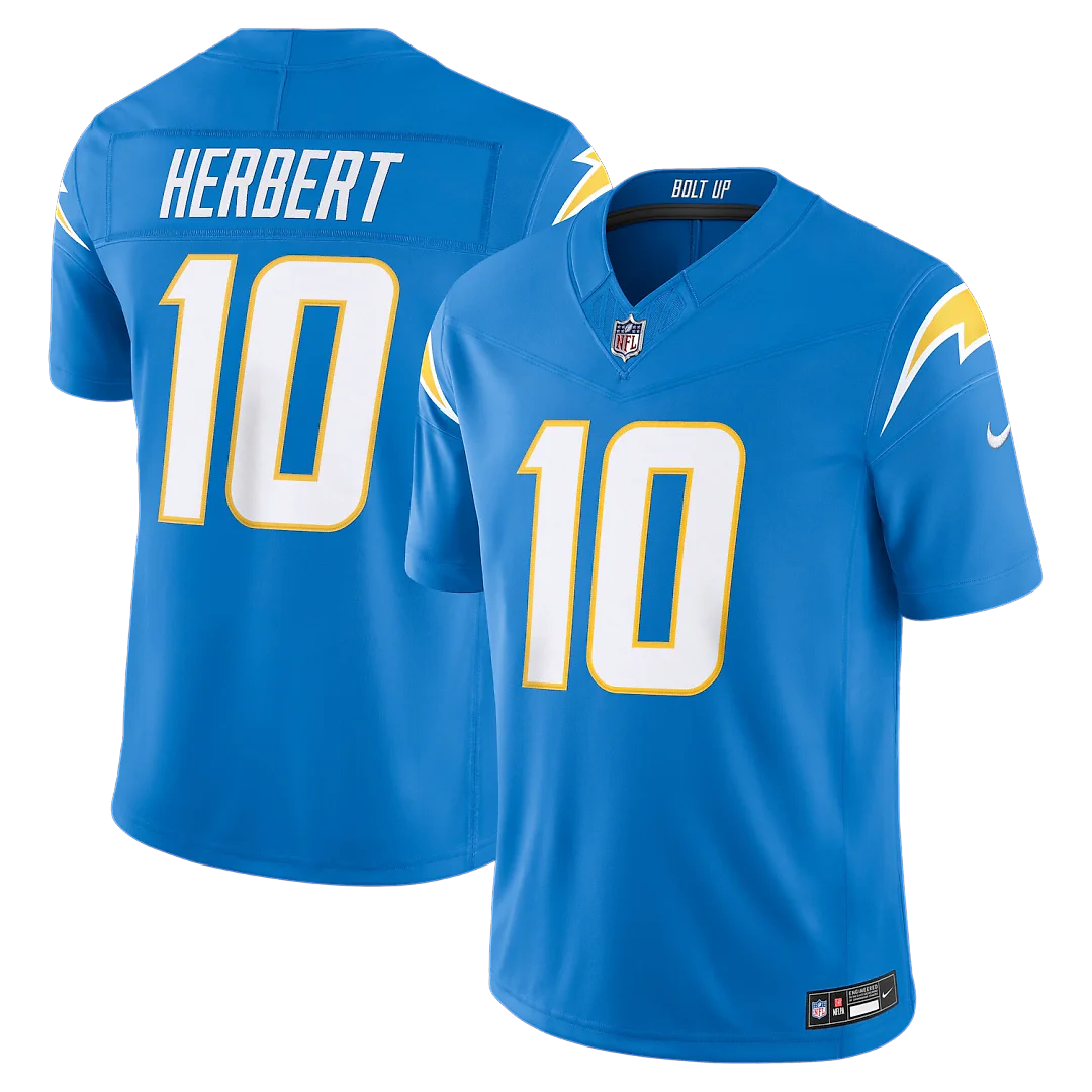 Zennovawear Justin Herbert Los Angeles Chargers Team Vapor FUSE. Stitched Limited Jersey - Powder Blue