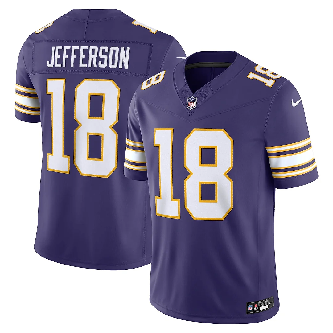 Zennovawear Justin Jefferson Minnesota Vikings Alternate Classic Vapor FUSE. Stitched Limited Jersey - Purple