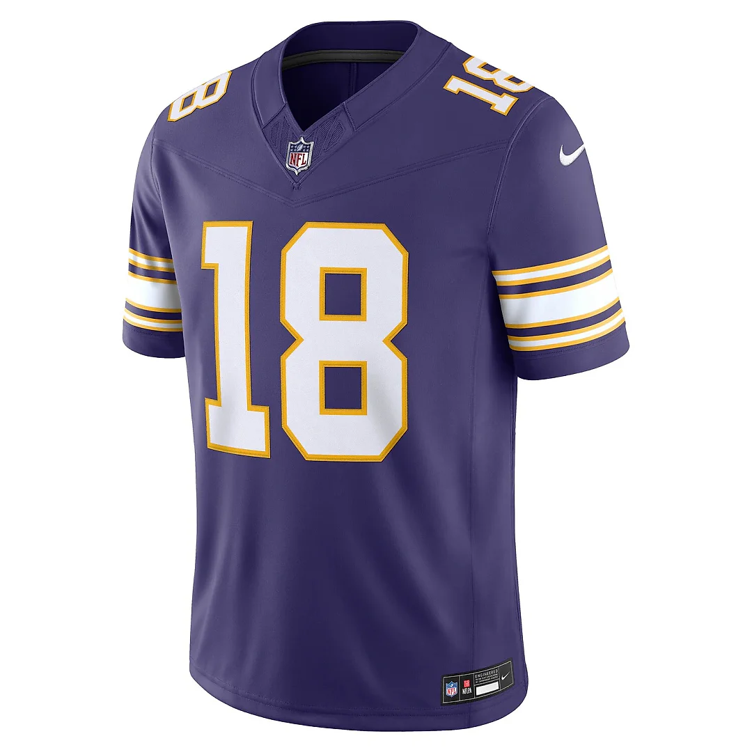 Zennovawear Justin Jefferson Minnesota Vikings Alternate Classic Vapor FUSE. Stitched Limited Jersey - Purple